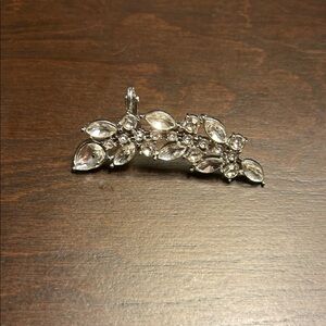 Sparkling Silver Crystal Leaf Left Ear Cuff